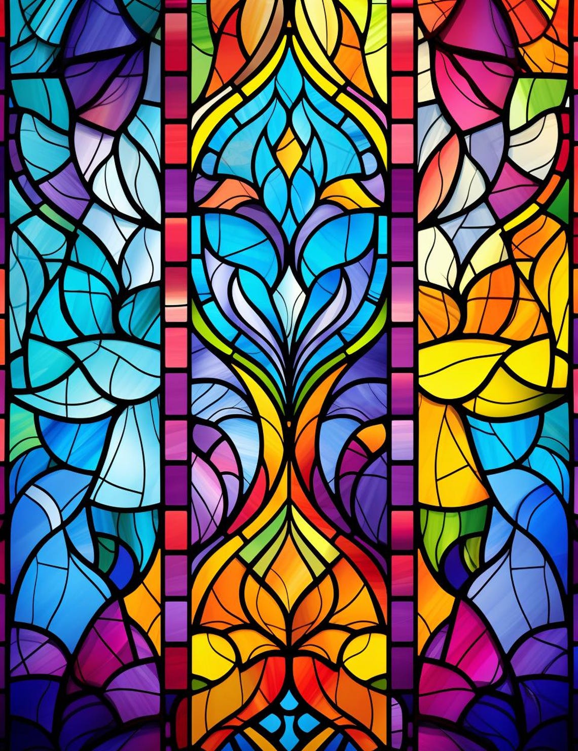 100 Stain Glass Coloring Pages - Etsy