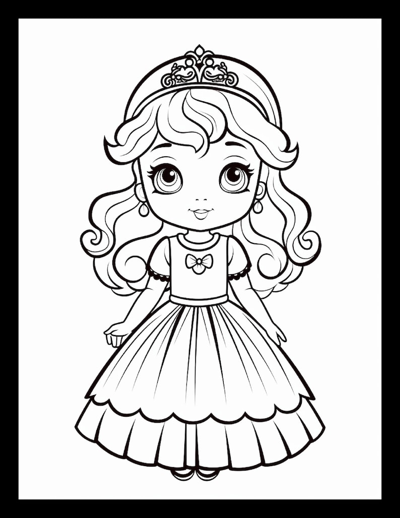 Cute Princess Coloring Page