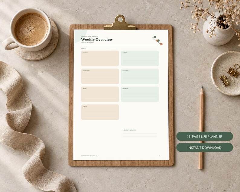 Botanical Life Planner Bundle, Weekly Daily Monthly, Habit Tracker (PDF ...