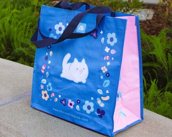 Shopping Bag M - Floral Cats