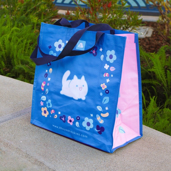 Shopping Bag M - Floral Cats