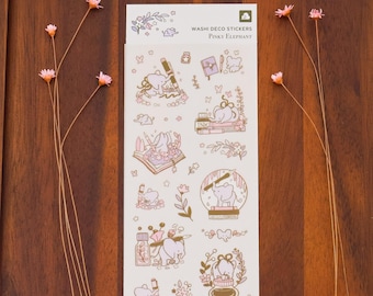 Sticker Sheet (Washi) - Pinky Elephant