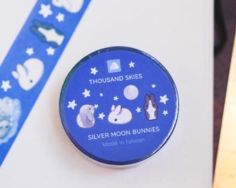 20mm Washi Tape - Silver Moon Rabbit
