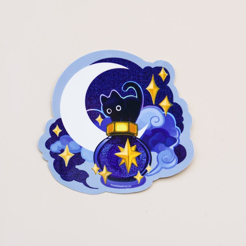 Vinyl Sticker (Holographic) Ink Potion - Deep Sky and a Black Cat bild 2