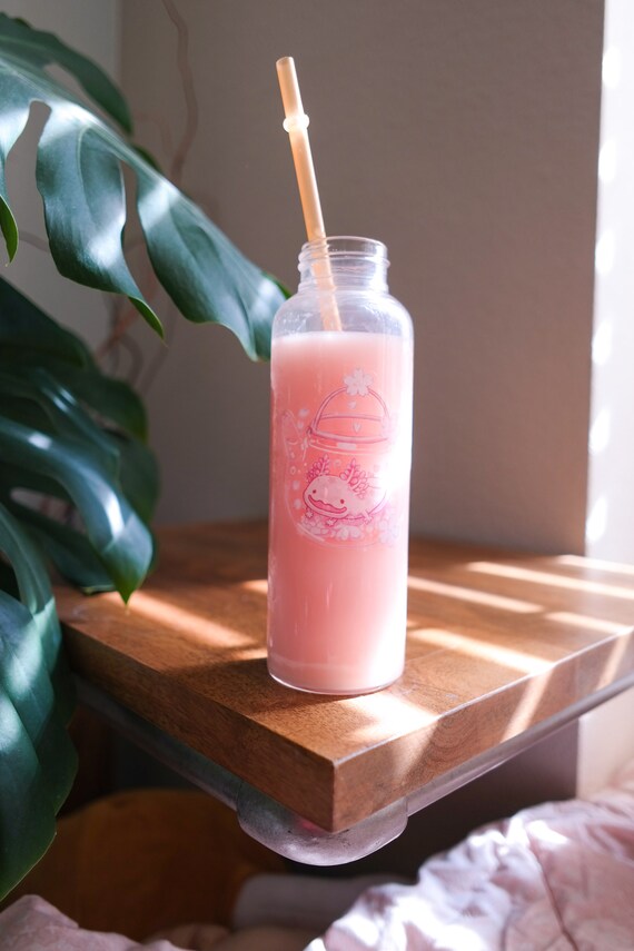 Cherry Blossom Axolotl Tea | Transparent Vinyl Sticker Cherry Blossom Axolotl Tea | Transparent Vinyl Sticker