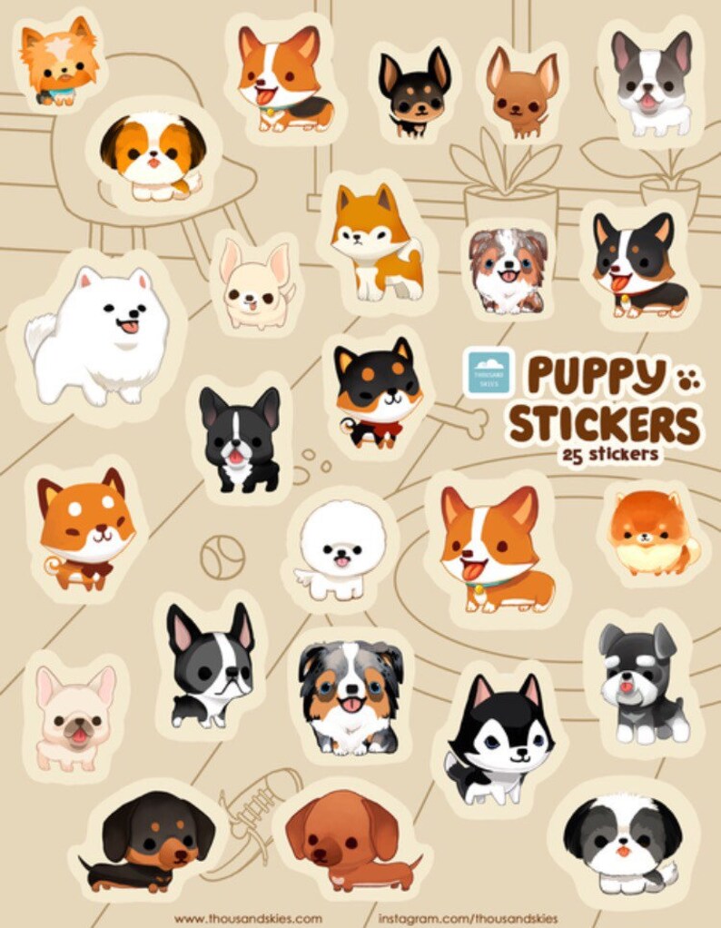 Vinyl Stickers Set Puppy Stickers VOL. 1 Waterproof Anti Etsy