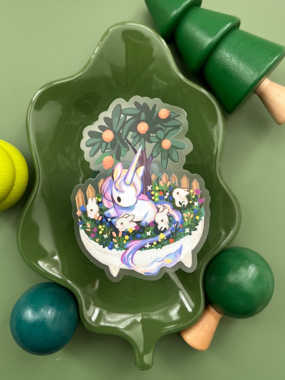 Unicorn Bonsai Garden | Transparent Vinyl Sticker Unicorn Bonsai Garden | Transparent Vinyl Sticker