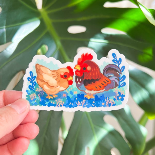Vinyl Sticker Rooster and Hen
