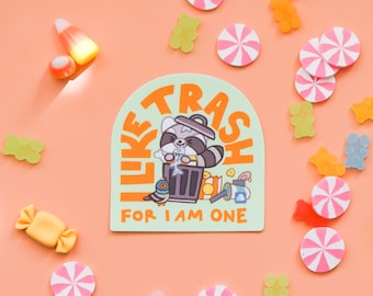 Sticker en vinyle Friendly Raccoon - I Like Trash