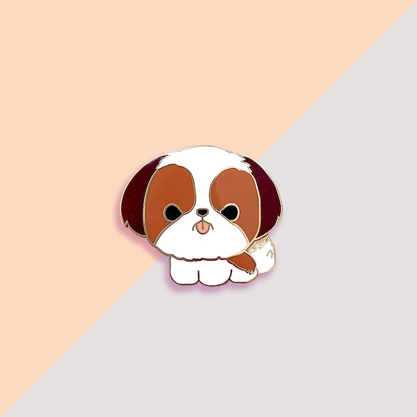 Shih Tzu (Brown and White) Pin