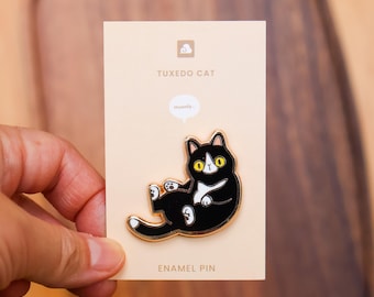 Enamel Pin - tuxedo Cat