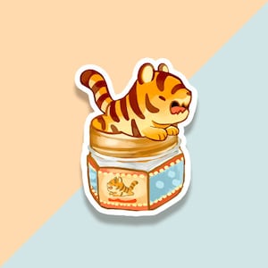 Vinyl Sticker Tiger Cub Jar