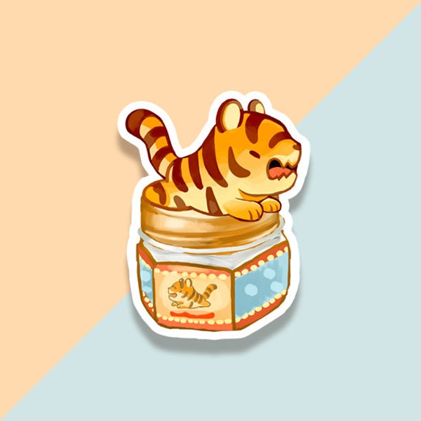 Frasco de filhote de tigre com adesivo de vinil