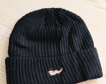 Embroidered Beanie - Happy Dragon Black