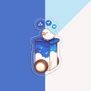 Vinyl Sticker (Transparent) Mr Duck and Recycling Bin