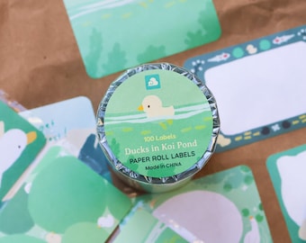Paper Roll Labels - Ducks in Koi Pond