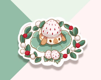 Vinyl Sticker White Strawberry Lop Bunny