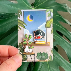 Tuxedo Cat and Planters Enamel Pin Tuxedo Cat and Planters Enamel Pin