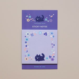 Sticky Notes - Floral Black Cat