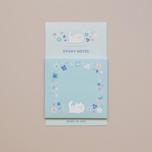 Sticky Notes - Floral White Cat