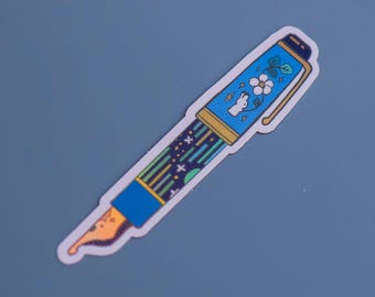 Vinyl Sticker (Holographic) Rabbit Fountain Pen