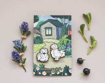 Enamel Pin - Silkie Chickens Pin Set