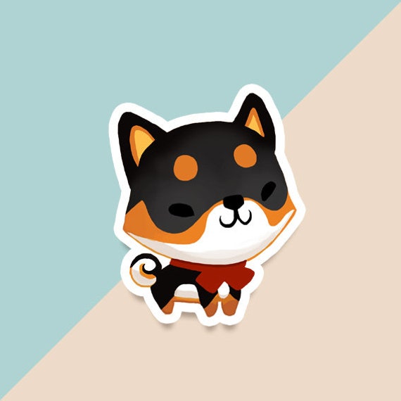 Vinyl Sticker Shiba Inu Black Tan White Tricolor