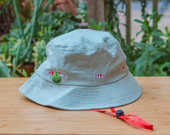Embroidered Bucket Hat - Shrimp