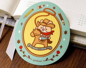 Vinyl Sticker Corgi Cowboy