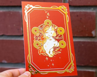 Postcard Fire Horse (with gold foil)