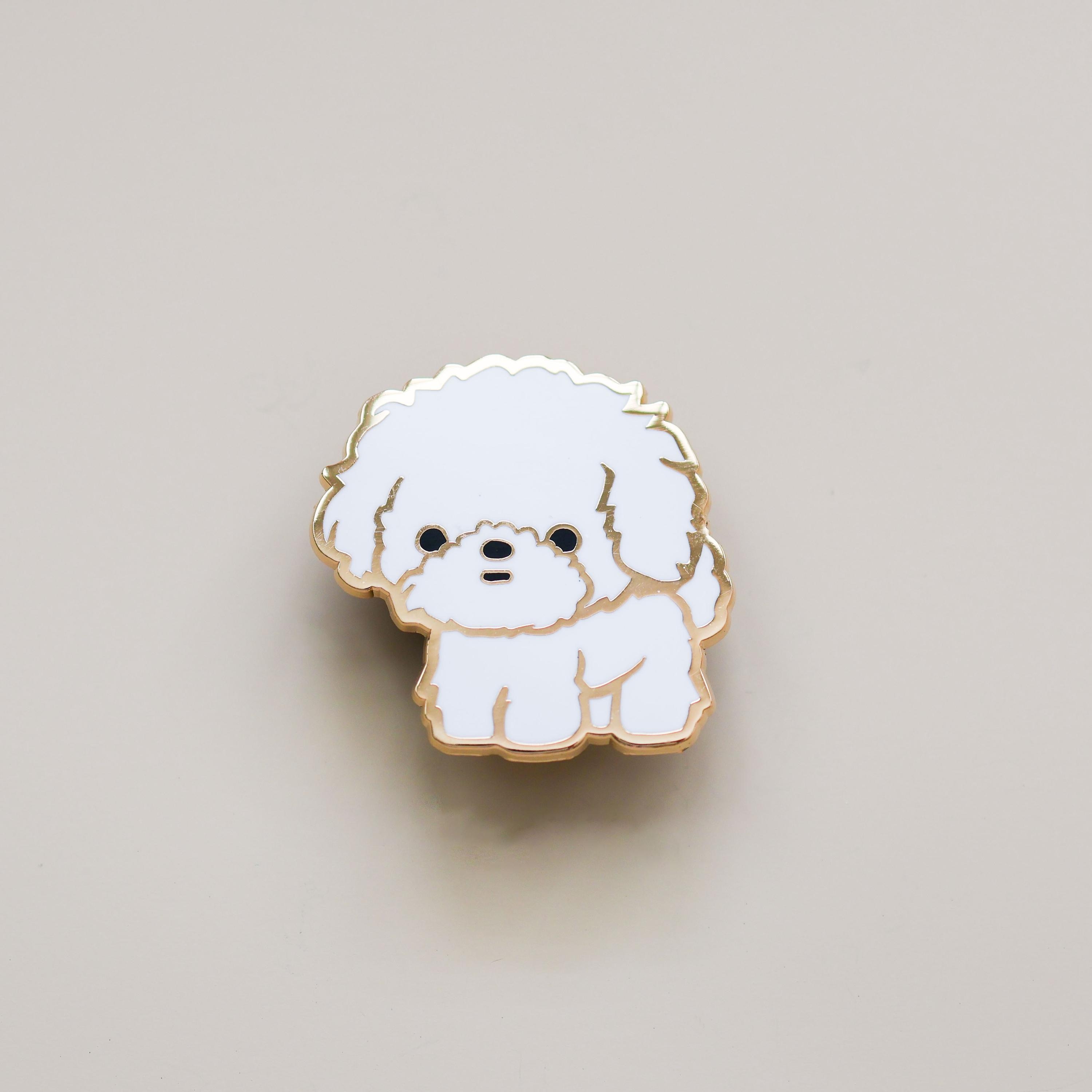 Enamel Pin - Cavapoo (White)