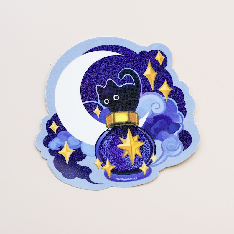 Vinyl Sticker (Holographic) Ink Potion - Deep Sky and a Black Cat bild 1