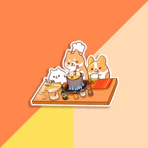 Vinyl Sticker Soup Season - Corgi, Shiba, and Pom