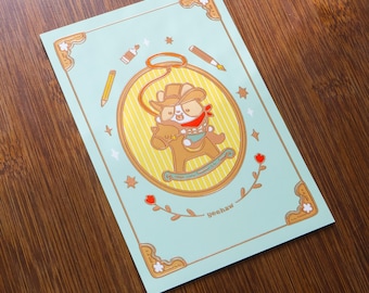 Postcard Corgi Cowboy (with Rose Gold Foil)