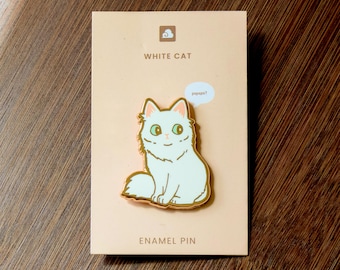 Enamel Pin - White Cat