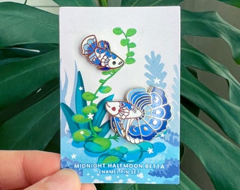 Midnight Halfmoon Betta  Pin Set