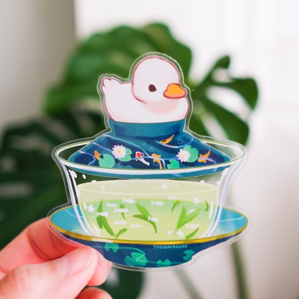 Adesivo de Vinil (Transparente) Gaiwan - Pato Chá Verde