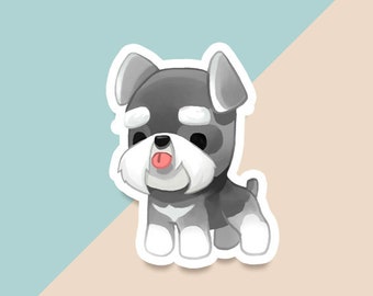 Vinyl Sticker Schnauzer Gray White Silver Miniature Toy