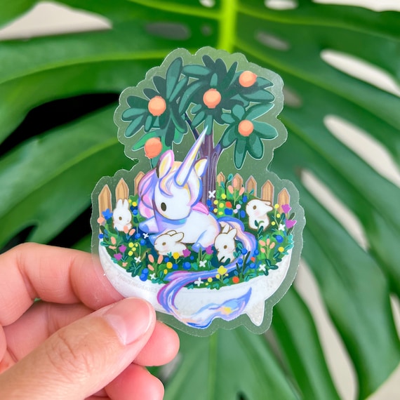 Unicorn Bonsai Garden | Transparent Vinyl Sticker Unicorn Bonsai Garden | Transparent Vinyl Sticker