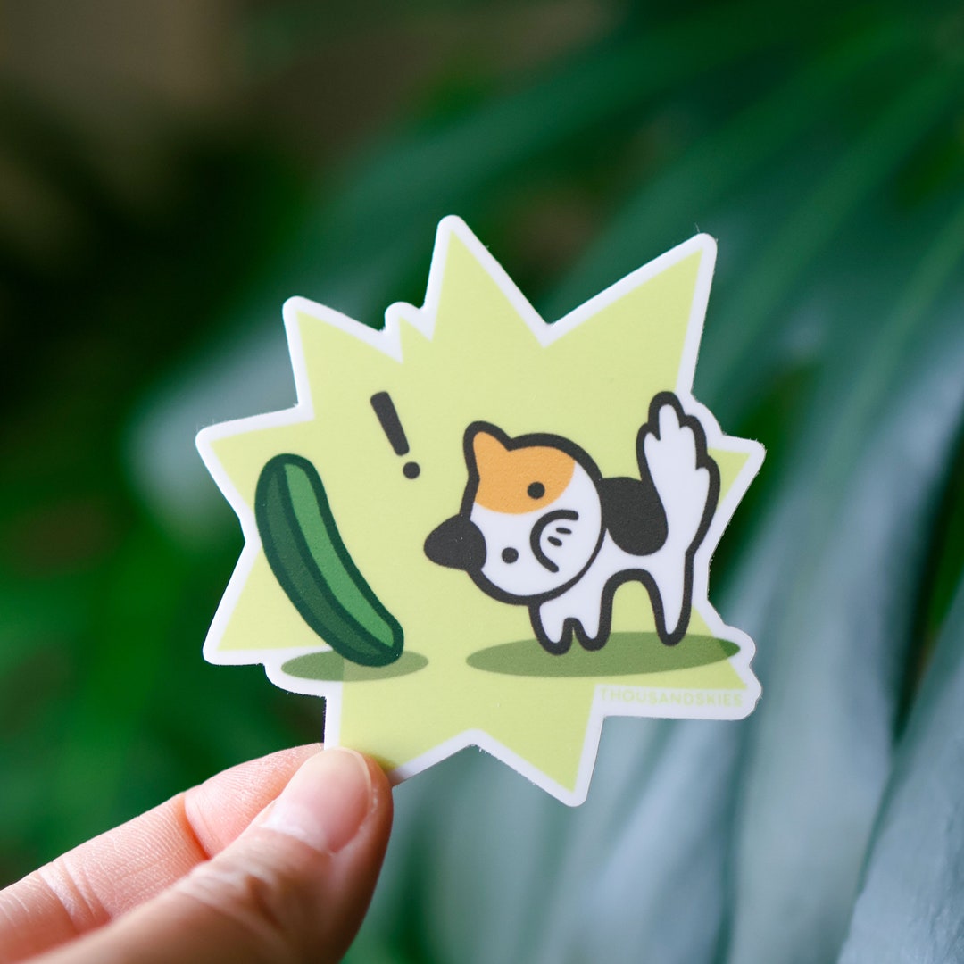 Vinyl Sticker Cucumber VS Calico Cat - Etsy