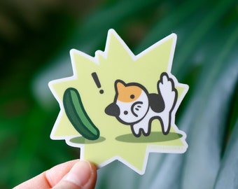 Vinyl Sticker Cucumber VS Calico Cat