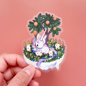 Unicorn Bonsai Garden | Transparent Vinyl Sticker Unicorn Bonsai Garden | Transparent Vinyl Sticker