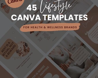 45 Canva-Vorlagen für Gesundheit & Wellness | Lifestyle-Social-Media-Inhalte (Digitaler Download)