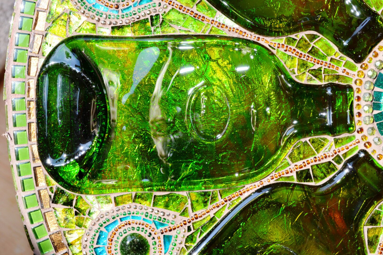 SOLD Mosaic Table 'light Box' Upcycled Green Etsy