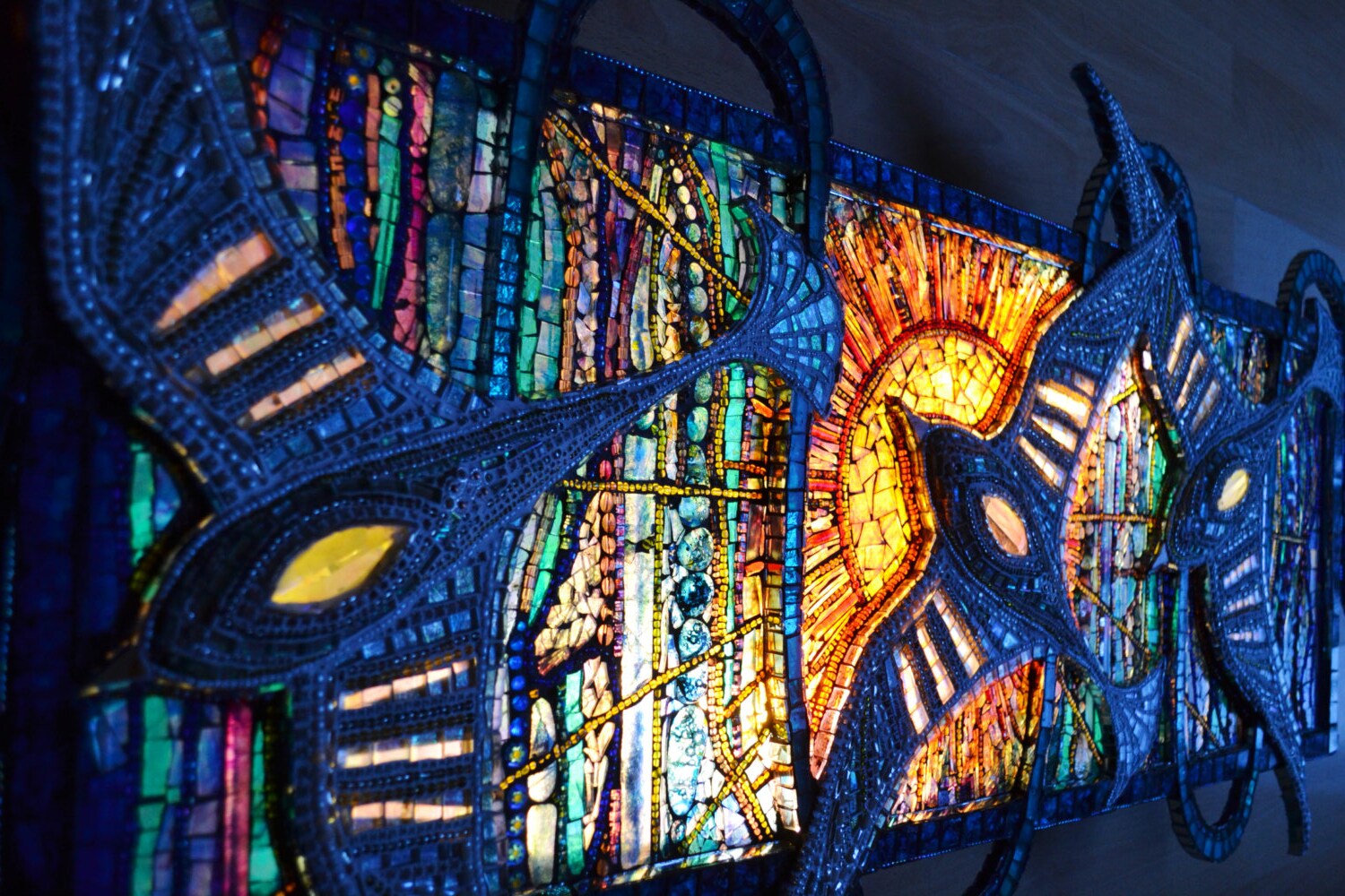SOLD Mosaic 'light box' sculpture Seagulls & sunset Etsy