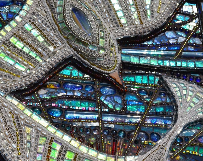 SOLD Mosaic 'light Box' Sculpture, Seagulls & Sunset, Mosaic Art SOLD