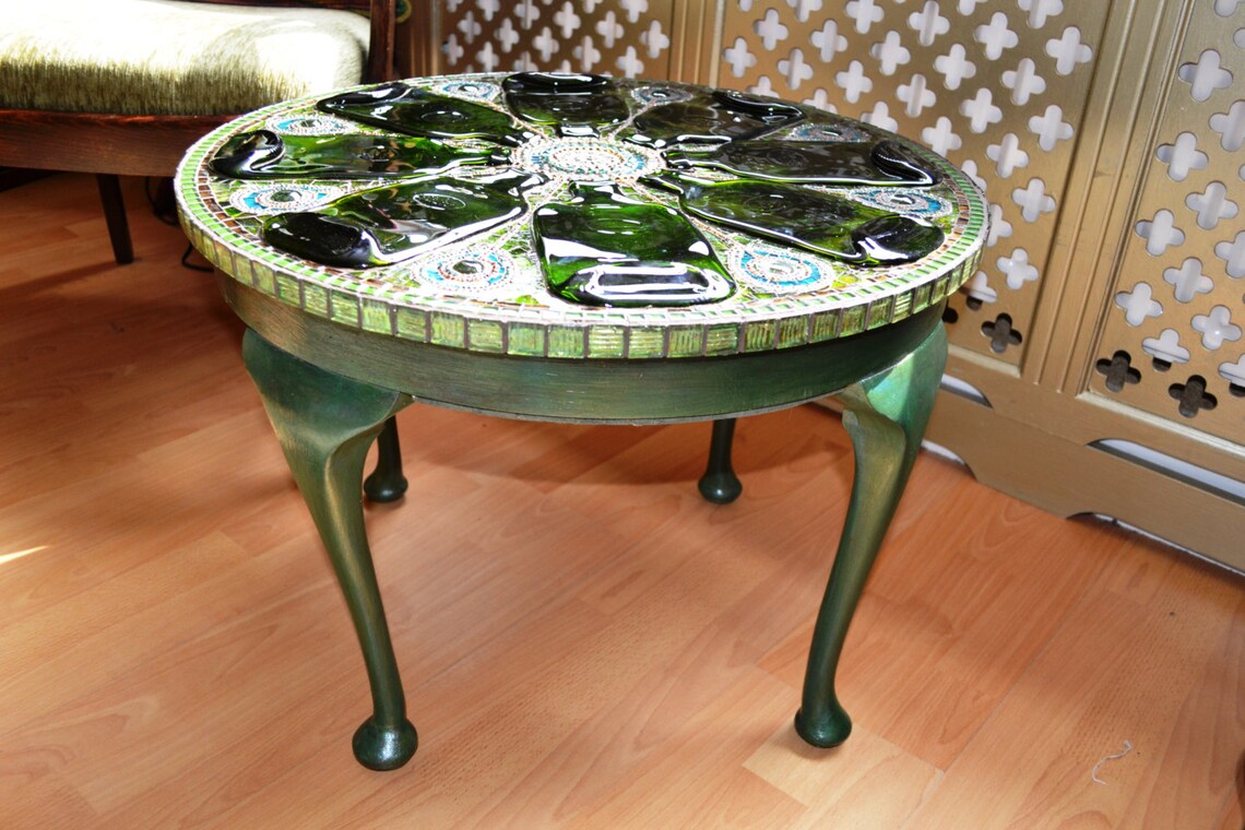 SOLD Mosaic Table 'light Box' Upcycled Green Etsy