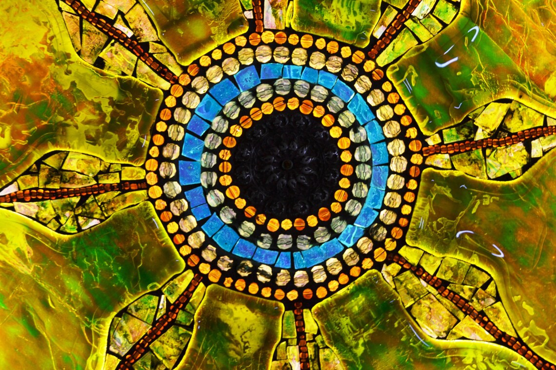 SOLD Mosaic Table 'light Box' Upcycled Green Etsy