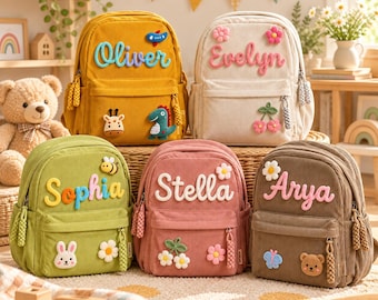 Personalisierter Cord-Rucksack für Kleinkinder, Kinderrucksack mit individuellem Namen, Geburtstagsgeschenk