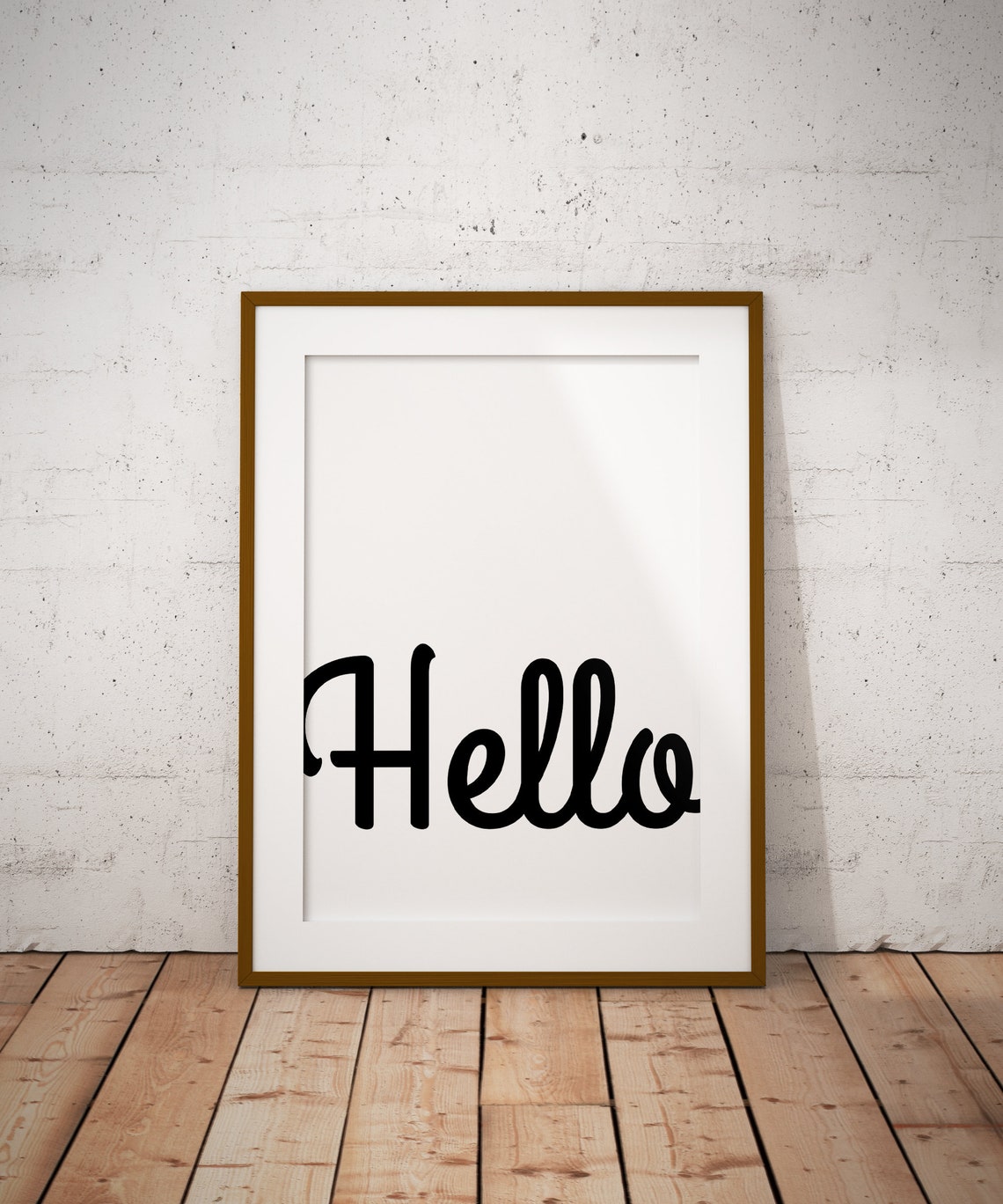 HELLO wall art Minimalist typography wall decor Monochrome Etsy